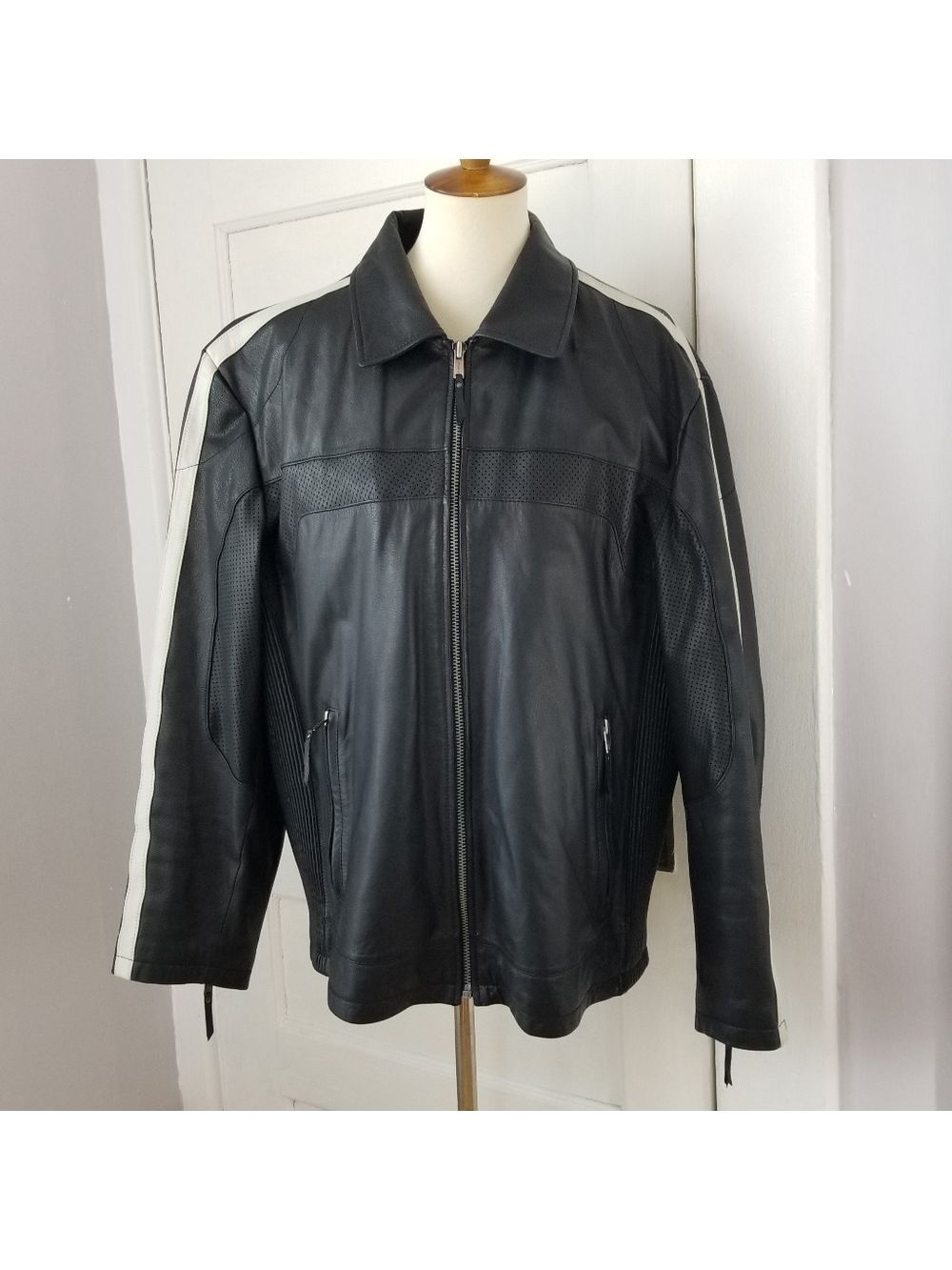 Kenneth Cole Reaction Genuine Leather Moto Jacket, Size L